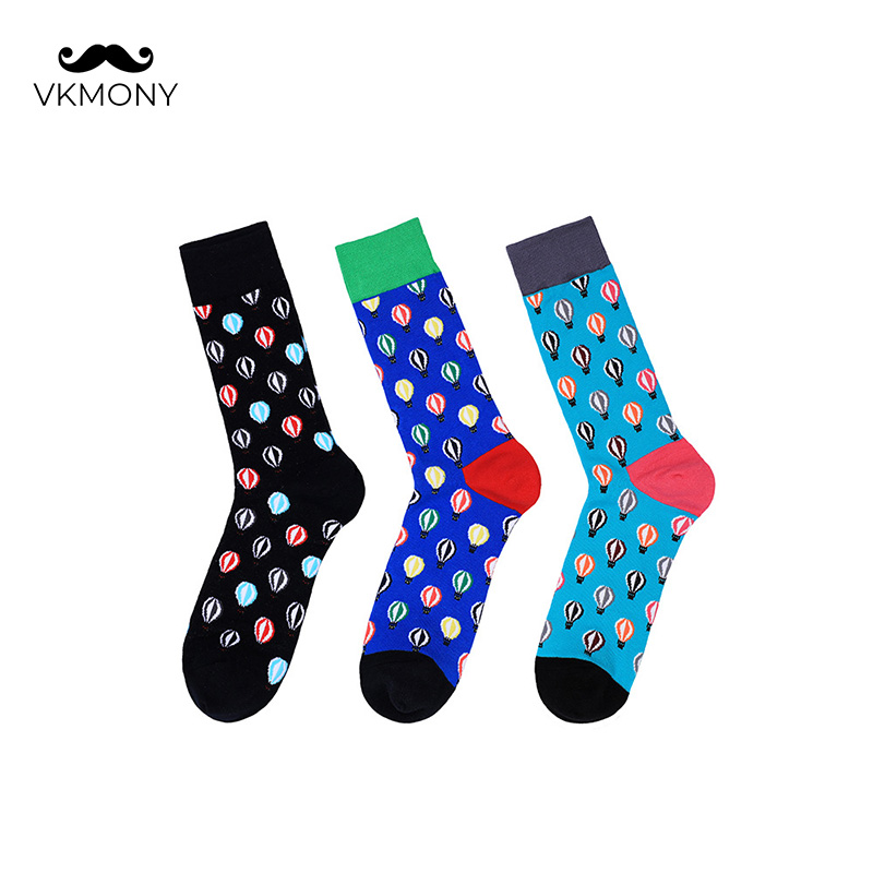 

Cotton men socks hot air balloon pattern man INS fashion socks large size man EU SIZE 39-46 VKMONY, Beige