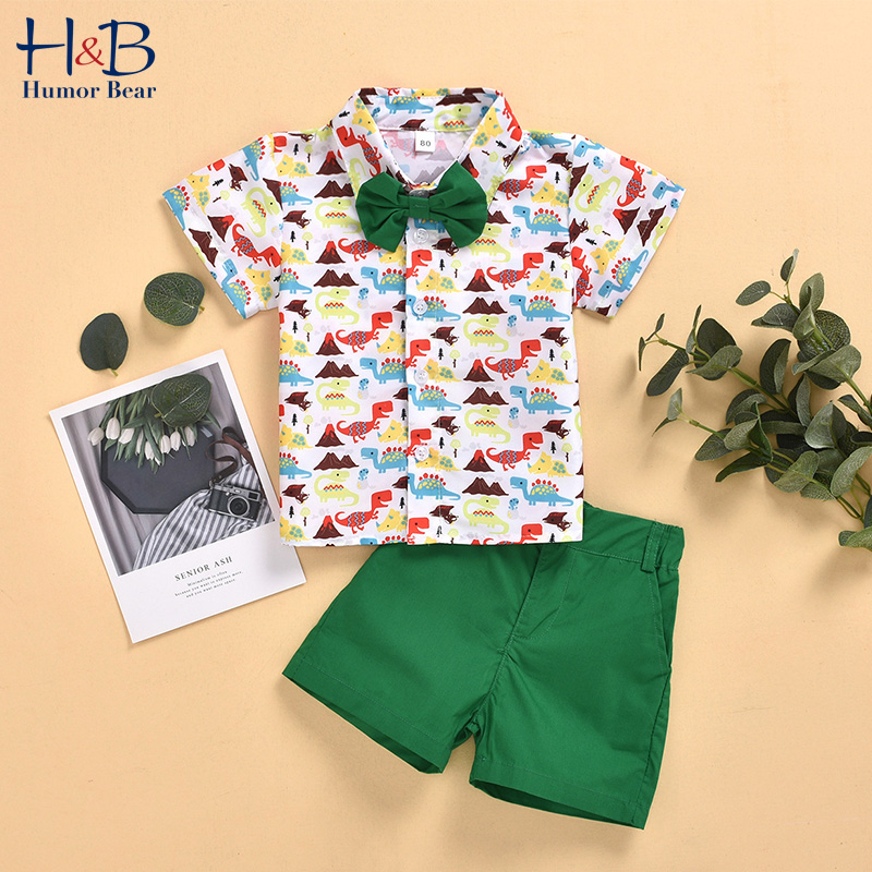 

Humor Bear 2020 New Boy Summer Clothing Sets Gentleman Cartoon Short Sleeve+Shorts+Bow Tie 3PCS Sets Baby Kids Children Clothes, 1208 sky blue
