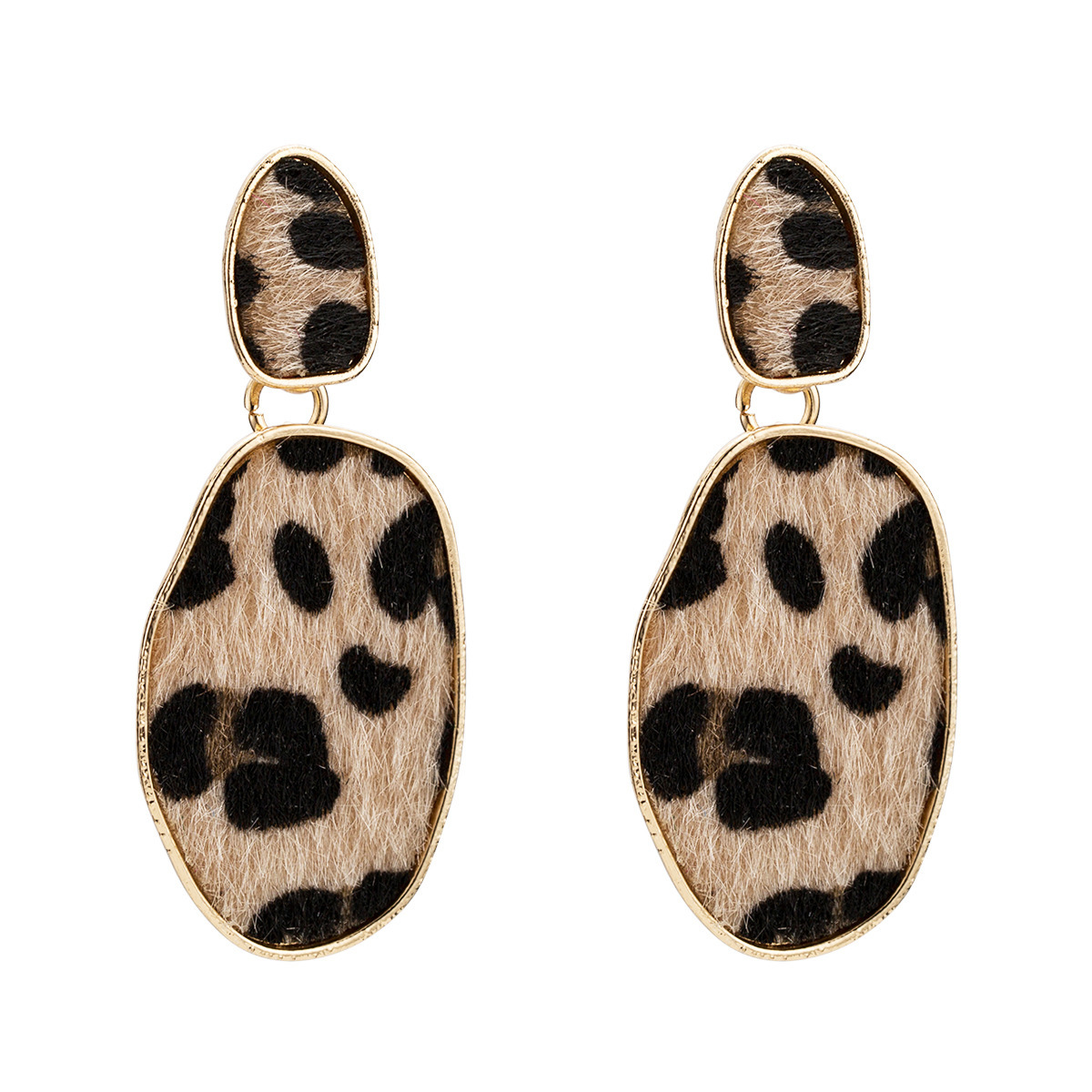 

Hot leopard print earrings women's autumn multi-layer simple earrings Bohemia