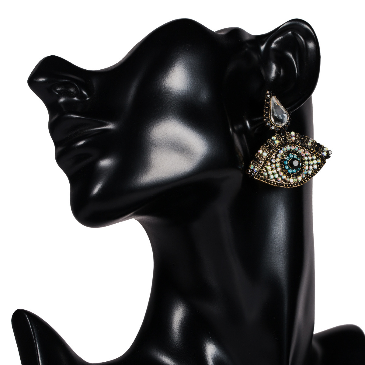 

Exaggerated eyes acrylic Diamond water drop earrings female full diamond personalized ear accessories