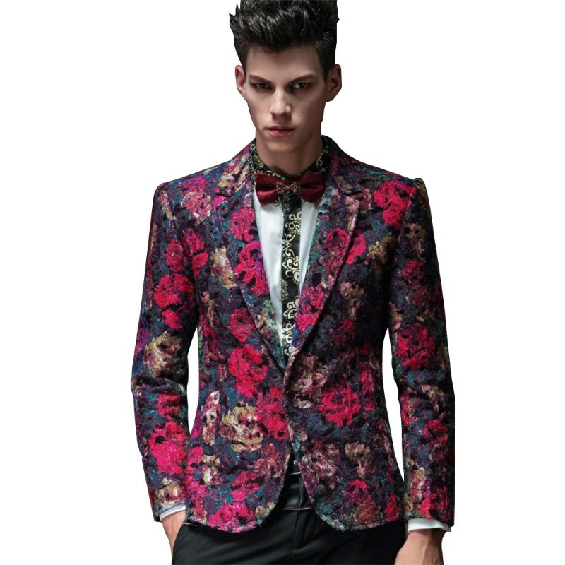 

Luxury Floral Men Suit Event Performance Singer Jacket Royal Court Vintage Rococo Party Blazer Gorgeous Dinner Dance Club Coat, Pattern 1