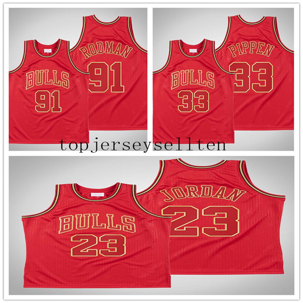 

Chicago Bulls MEN Scottie Pippen Dennis Rodman Michael Jor dan 2020 CNY Red Throwback basketball Jersey, Black