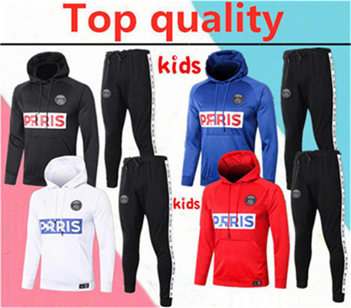 

2020 new PARIS JORDAM MBAPPE kids hoodie sweatshirt soccer tracksuit 2020 AJ jordam VERRATTI CAVANI kids hoodie football training suit, Black