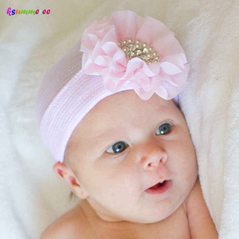 

Soft Pink Newborn Baby Girl Flower Beanies Hat Toddler Comfy Bowknot Taking Home Cap Newborn Gift, Color 4