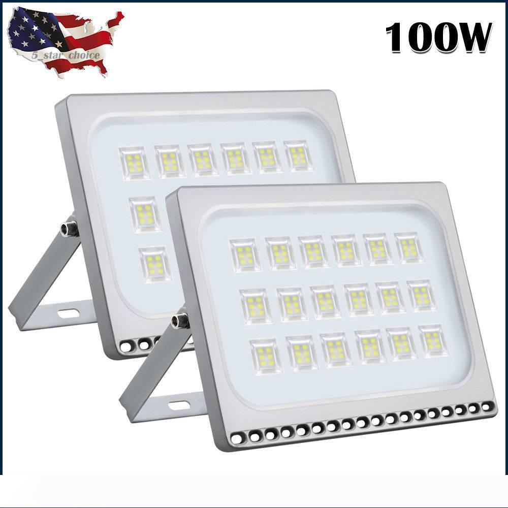

Floodlights Outdoor Lighting For Home Garden 2pcs Slim 100W LED Floodlight Outdoor Security Lights 110V Cool white