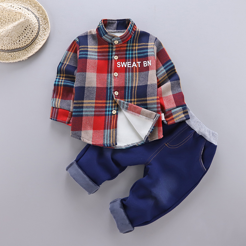 

Boys Sets Children Clothing Sets Autumn Winter Plus Velvet Warm Baby Boys Girls Sportswear Clothes 2Pcs Thicking Kids Suit, Yellow bear