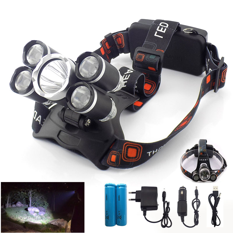 

High Powerful Headlamp 5 LED T6 /Q5 Head Lamp Torch Light Frontal Headlight Lanterna Hoofdlamp 18650 Battery Fishing