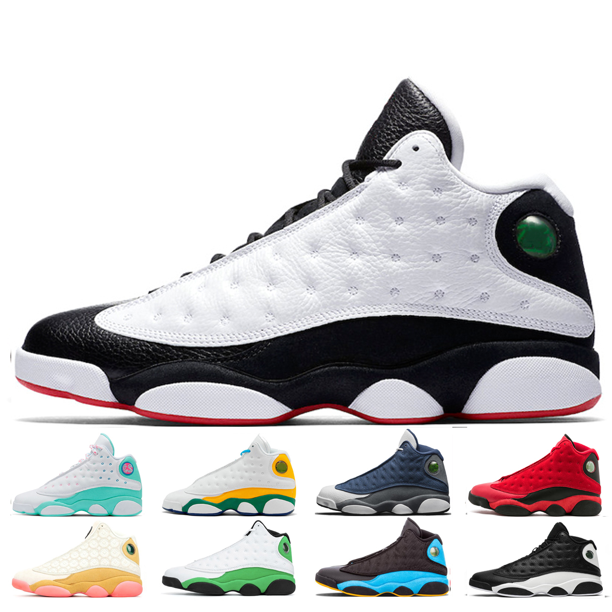

Men Women He Got Game Basketball Shoes 13 13s mens What is Love DMP Hyper Royal Phantom Luky GREEN Playground womens Sneaker Trainers, Luky green 40-47