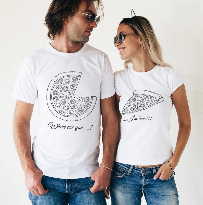

Couple T-shirts Set "PIZZA" Set of 2 Couple T-shirts Love Romantic Matching Tee Tops Clothes His and Hers Shirts, Fj42-fstwh-
