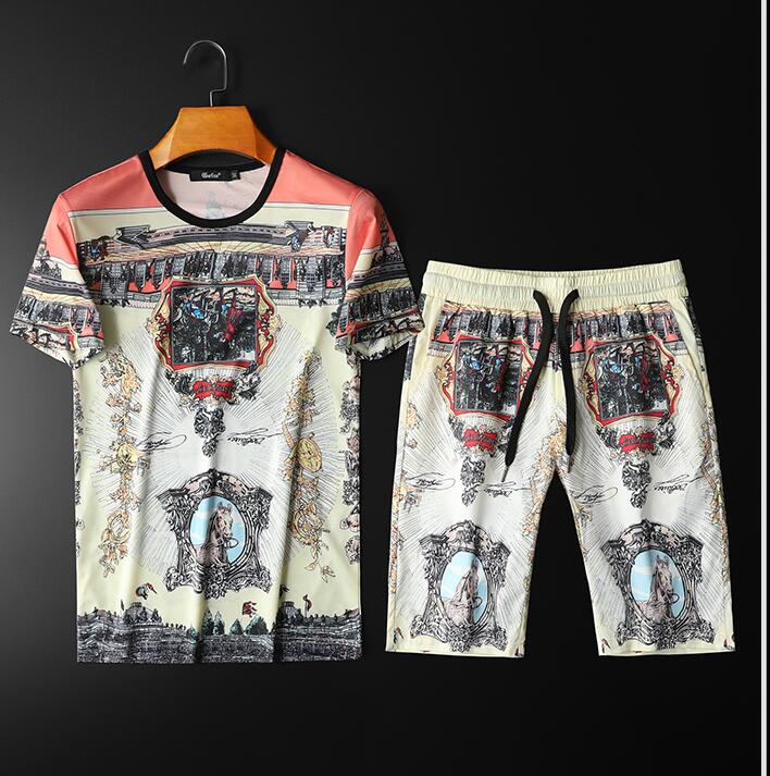 

very big size europe designer Men's Suit Tracksuit Male Set 2020 Men Clothing Summer Cool 2 Pieces Sets asian size, As picture shown
