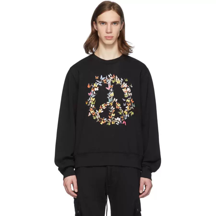 

Mens Designer Hoodies Fashion Letter Butterfly Peace Symbol Sweatshirt 2020 New Printing Sweaters Hiphop Sreetwear High Quality Clothing, Black