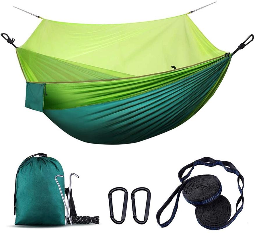 

Camping Hammock with Net,Lightweight Outdoor Indoor Portable Hammock with Tree Starps Carabiners for Travel Hiking Adventures