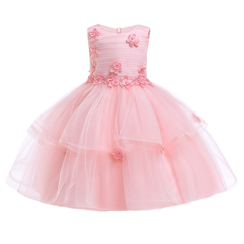 

Children's dress flower mesh princess tutu girls dresses age 2 3 4 5 6 7 8 9 10 year baby girls Birthday party clothes, Pink