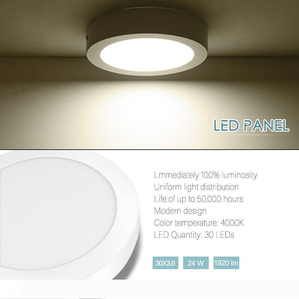 

Downlights Indoor Lighting LED 24W Round LED Ceiling Light DownOffice Panel Flush Mount Fixture Natural White