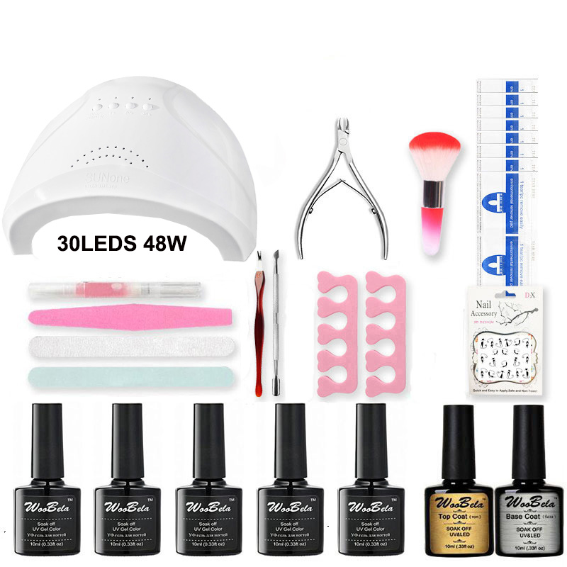 

New Arrival Manicure Tools Nail Art Set wtih 48W LED UV Nail Lamp Gel Polish Sets Colors Pedicure Manicure Kit