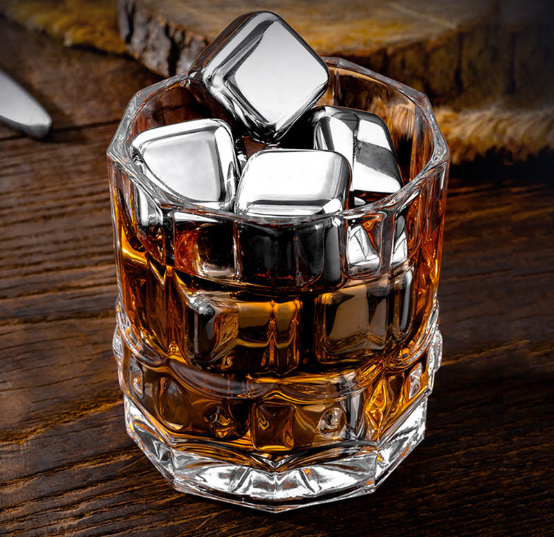 

304 stainless steel Ice wine stone Food grade Whiskey Chilling Stones Cubes with ice tong home party Barware Coolers drop ship