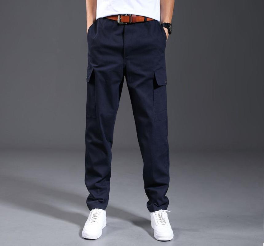 

Wear-resistant Multi-pocket Cargo Pants Trousers Plus Size work overalls Jogger Loose Men Cotton Casual Pants, Army green