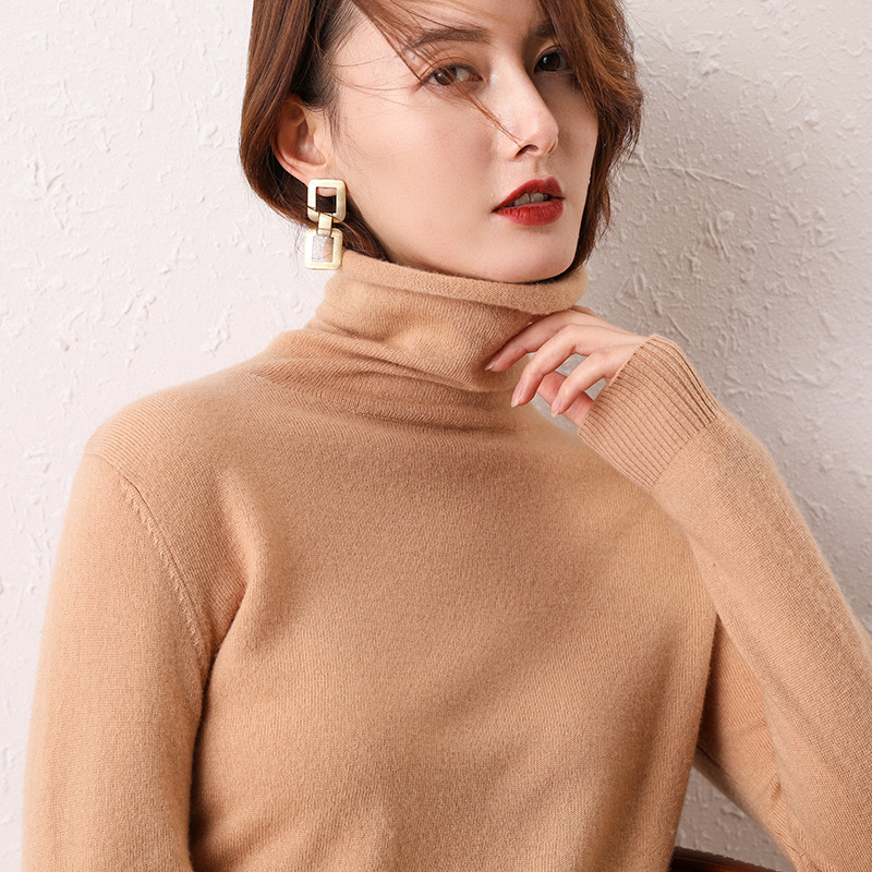 

Smpevrg pure wool knitted sweater female pullover long sleeve turtleneck soft warm pullover women sweater pull femme jumper tops, Yellow