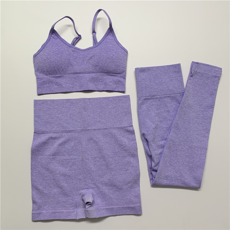 

Vital Seamless Yoga Set Woman Sportswear 3 Pieces Padded Bra+Gym Shorts+Sport Leggings Female Fitness Sports Suits Workout Set, Orange bra