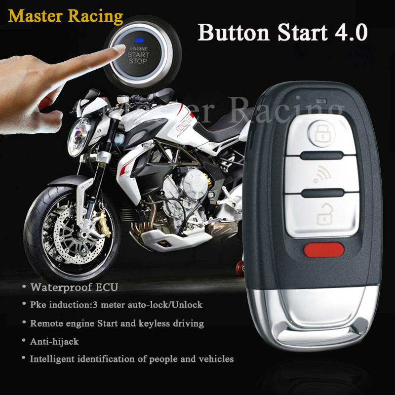 

DC AC 12V PKE Smart Key Button Start Motorcycle Alarm Scooter Device Anti-theft alarm System Engine Push Start Button Universal
