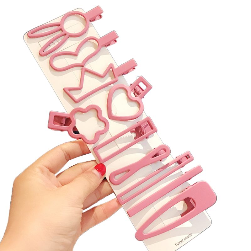 

10Pcs Minimalist Geometric Hair Clips Candy Color Matte Metal Alligator Hairpins, Green