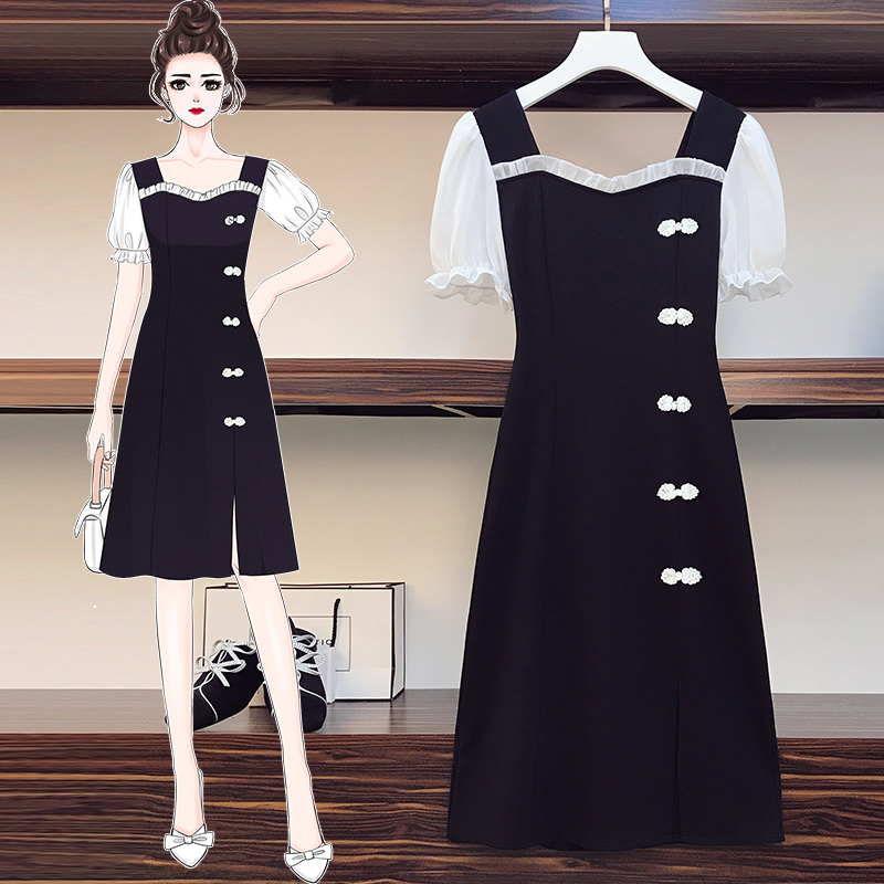 

Women Casual 2020 Autumn Dress Lady Korean Style fashion Dress short Sleeve Midi Summer Vestido plus size, Black