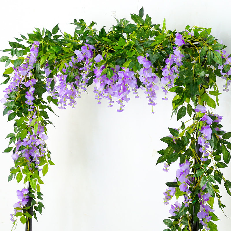 

2m Long Wisteria Vine Rattan Flowers for Wedding Arch Party Decoration White Vine Artificial Flowers Flores Garland Wreath, Green