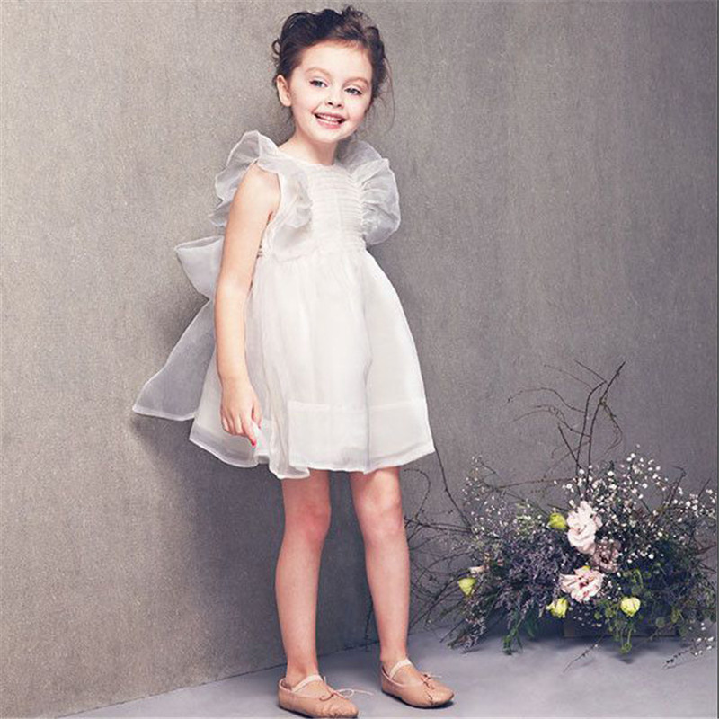 

2020 Summer Hot Sale Girls Ruffle Sleeve White Dress Girls Princess Dresses