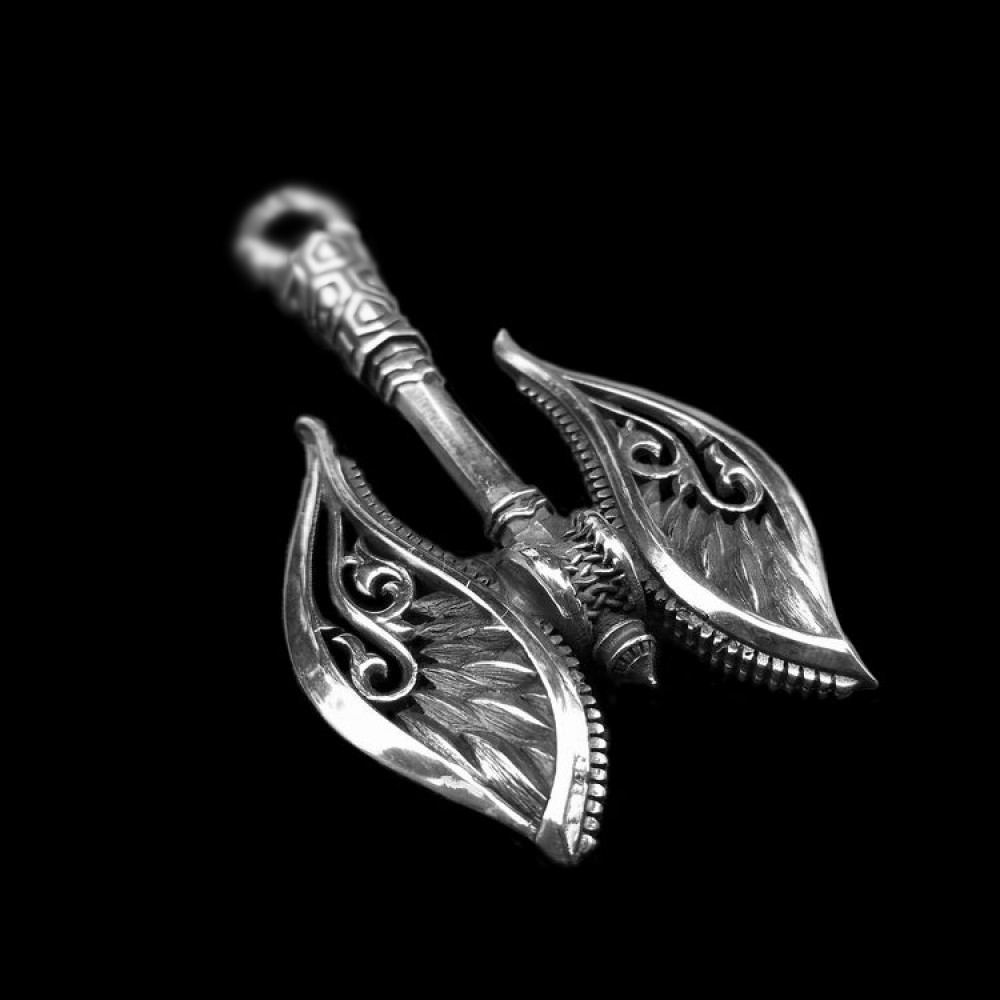 

Viking Battle Double Axe Necklace Nordic Warrior 316L Stainless steel pendant Scandinavian Jewelry Men Women Gift, Silver
