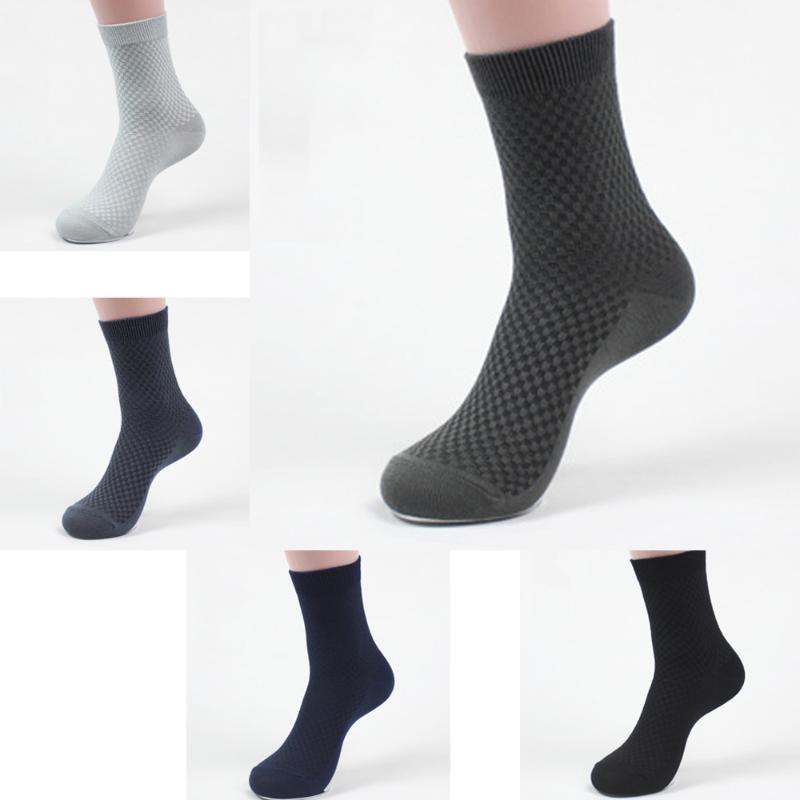 

10 Pairs Men Socks Bamboo Fiber Long Socks Male Breathable Deodorant Compression Large Size Business Casual, Black