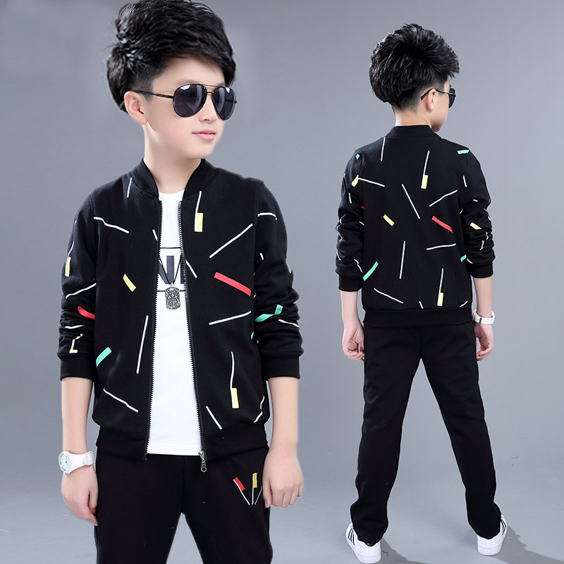 

Boys Clothing Sets 2020 Spring Autumn Children Sport Suits Long Sleeve Boys Clothes 3 PCS Kids Tracksuit 4 6 8 10 11 12 13 Years, Black
