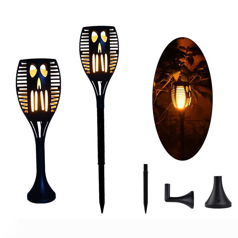 

BRELONG Halloween Solar Lights Waterproof Lawn Garden Decoration Lights Grimace Flame Lights Festival Decoration Warm White 1 pc