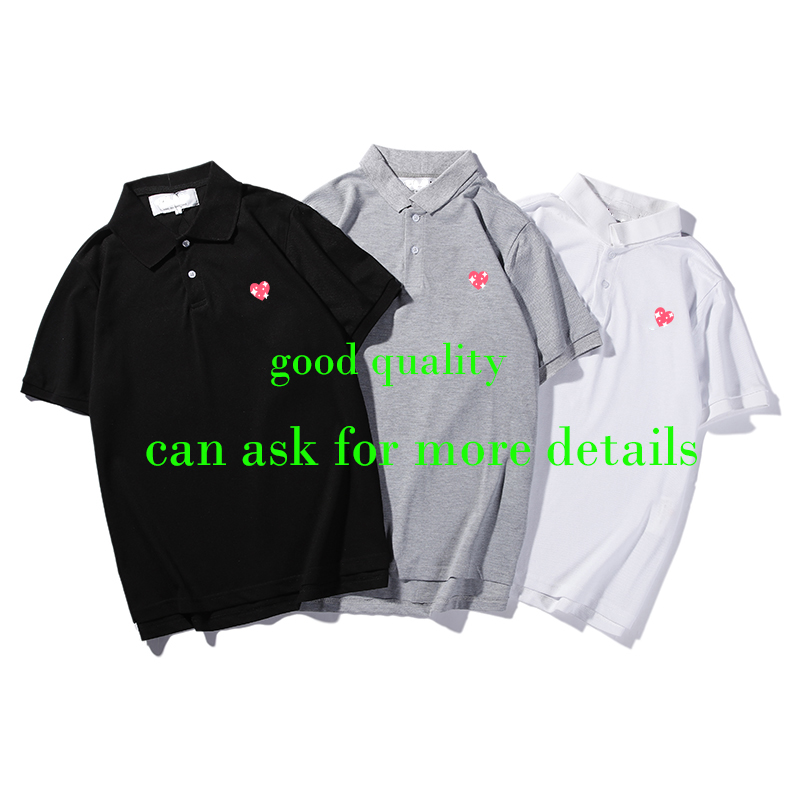 

Men desingers polos Shirt Fashion Summer T shirts Casual Breathable Short Sleeve Tees Heart Print, Black