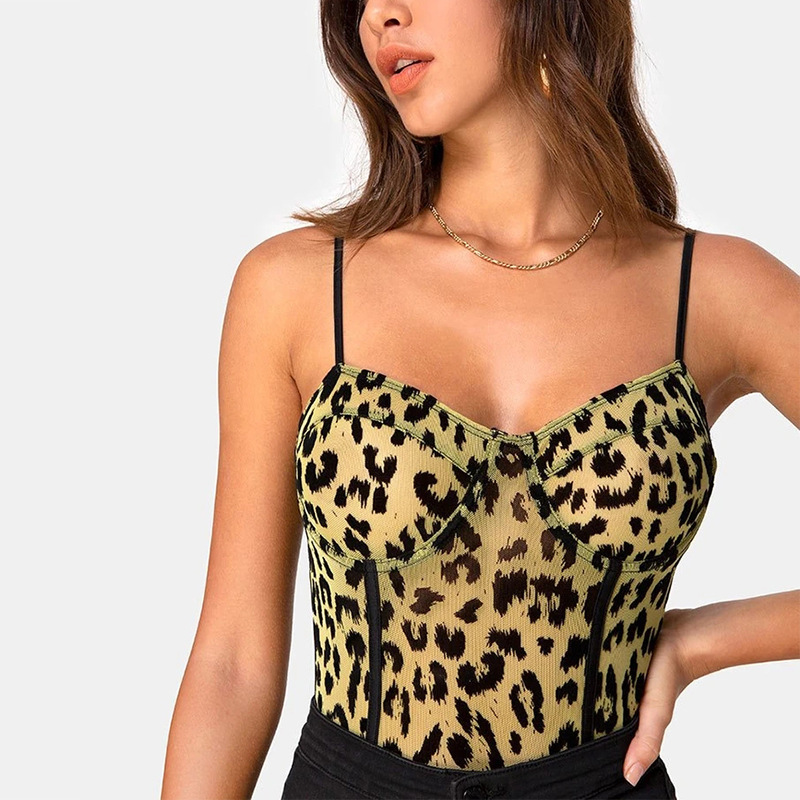 

Europe America 2020 Hot Selling New Products Womens Dress Sexy Slim Fit Leopord Pattern Comfortable Camisole Onesize /30, Green