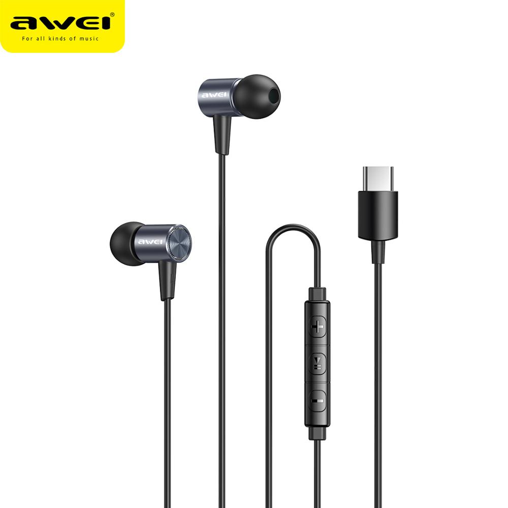 

AWEI TC-2 Bass Sound Earphone In-Ear Sport Earphones With mic Headset For Xiaomi Huawei Type-C Phone
