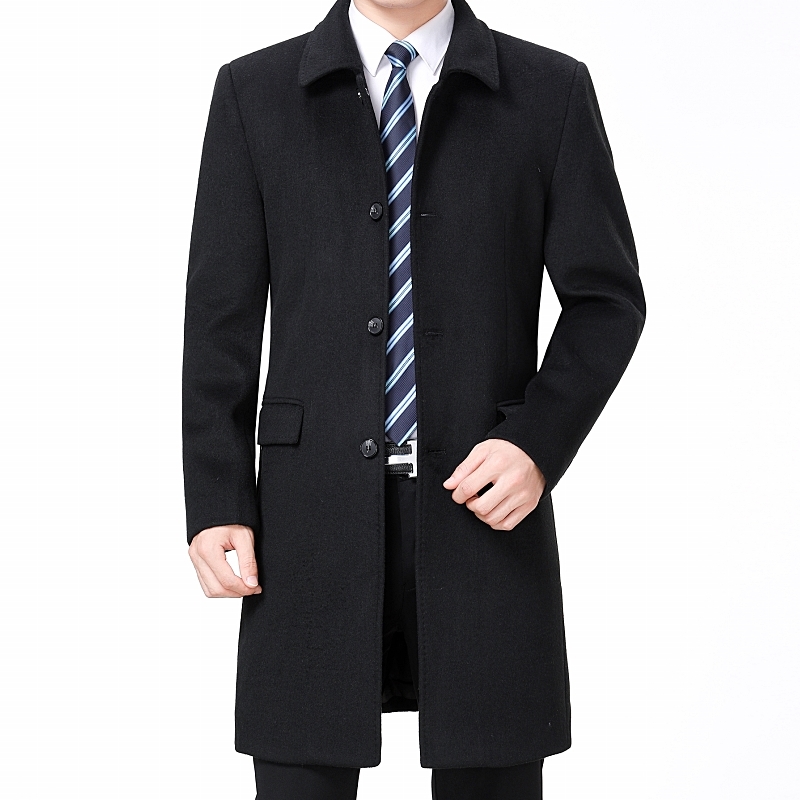 

Large Size 3XL 4XL Casual Mens Woolen Jackets Autumn Winter Men' s Wool & Blends Turn-down Collar Man Coat Overcoat, Black