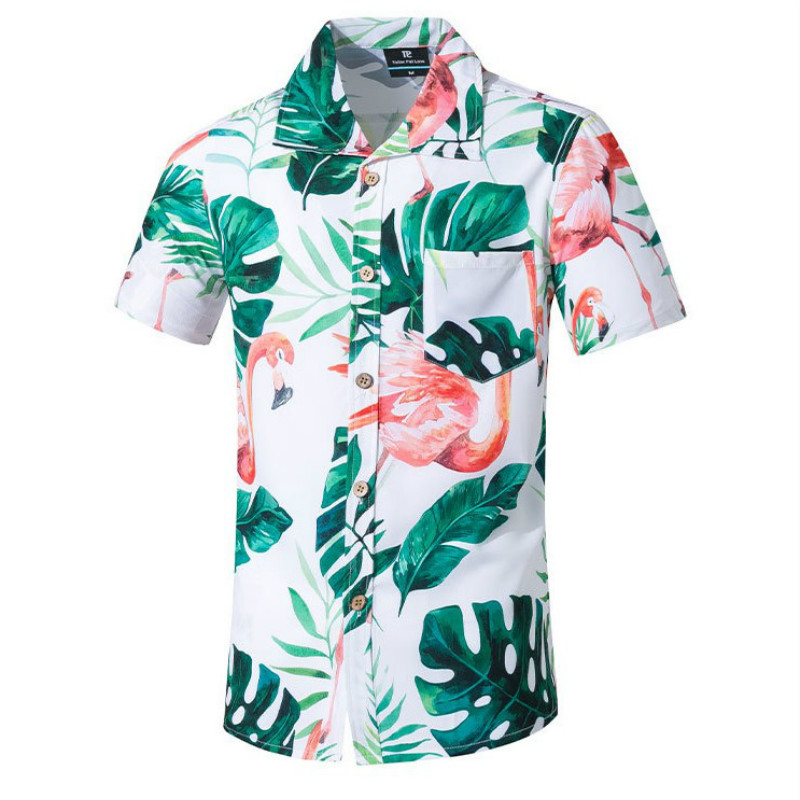 

Mens Short Sleeve Shirts Hawaiian Style Fashion Shirt Fast Drying Soft Plus Size Asian Size -5XL Summer Casual Floral Beach Shirts for Men, Red