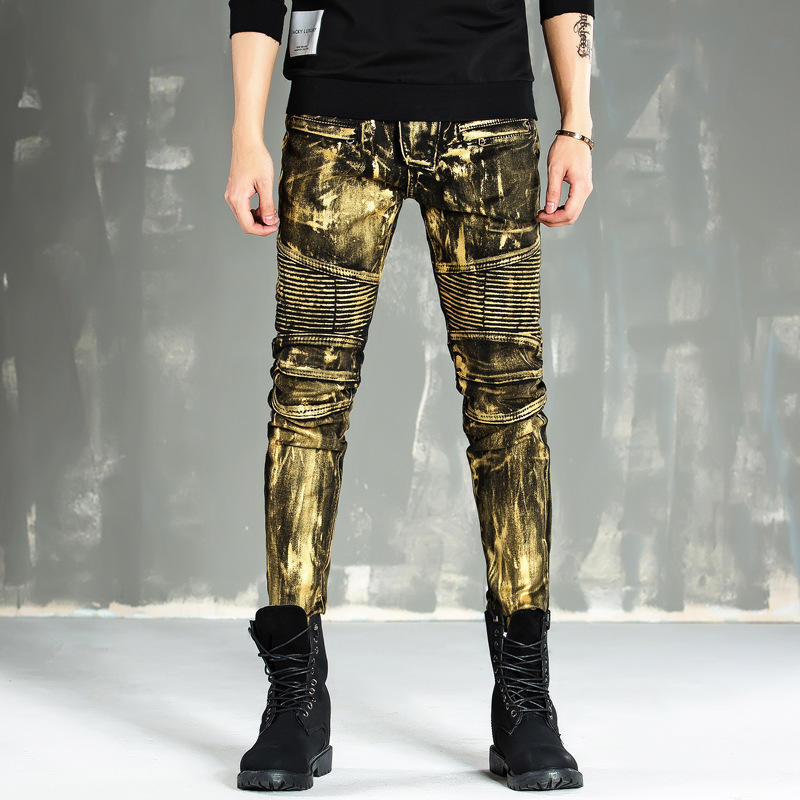 

Men's Hip hop jeans famous designer brands high quality Skateboard denim, Blue