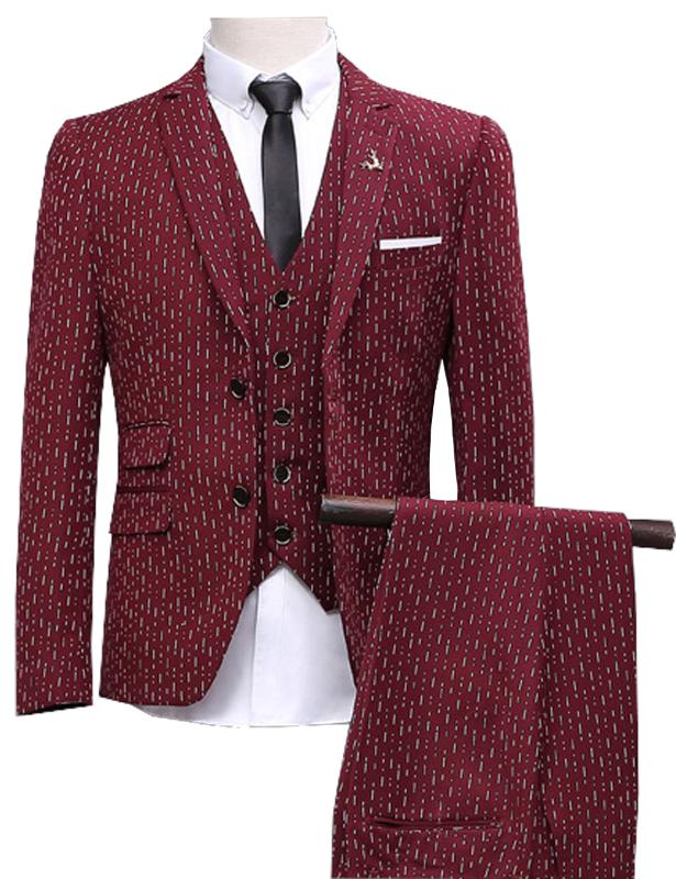 

Men Suits Slim Fit men' Wedding Suits With Pants Business Mens Formal Wear High quality (Jacket+Vest+Pants, Burgundy