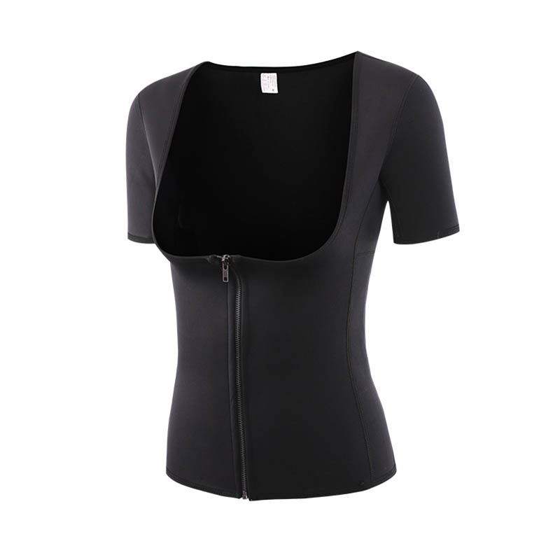 

Plus Size Adjustable Slimming Zipper Bra Bodysuit for Women Shapers Waist Trainer Modeling Strap Slimming Corset T-shirt, Black