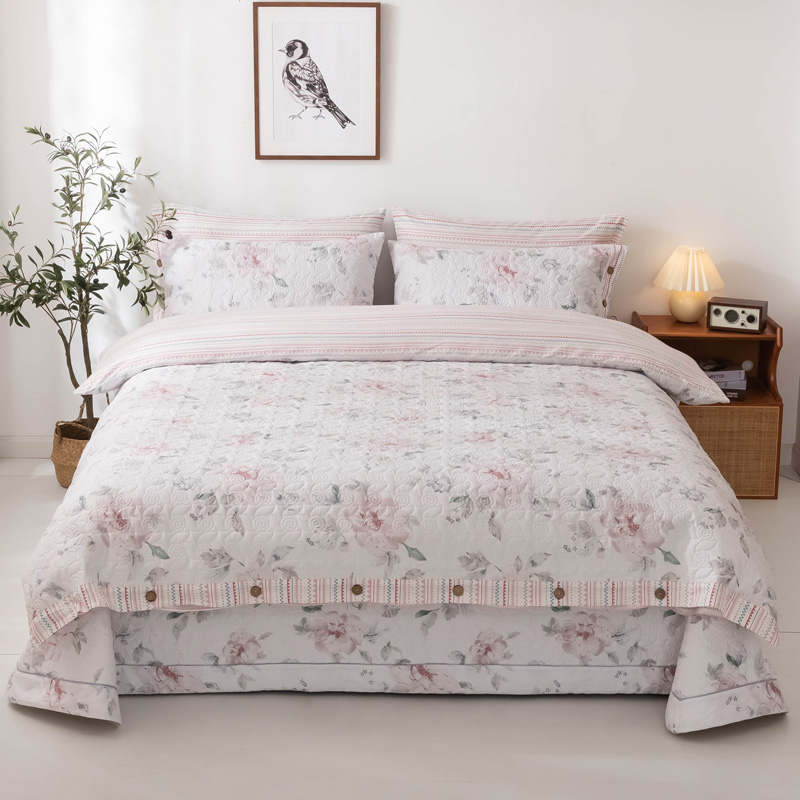 

1-3pcs quilted bedding set flower printed quilt duvet bed cover thickin bed sheet bedspread pillowcase Korean style home textile, Fresh flower wk