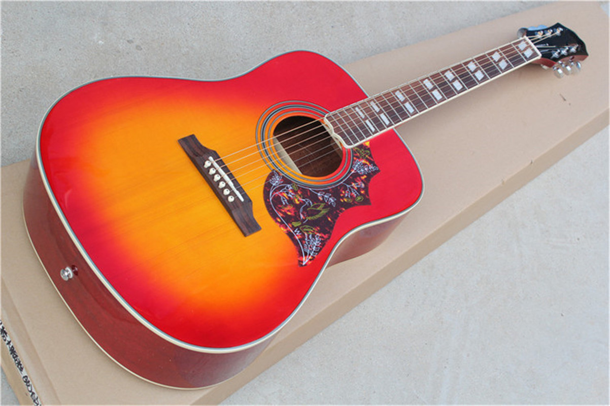 

20 Frets 41 inch Sunburst Hummingbird Acoustic Guitar with Rosewood Fretboard,Body Binding,Can be customized