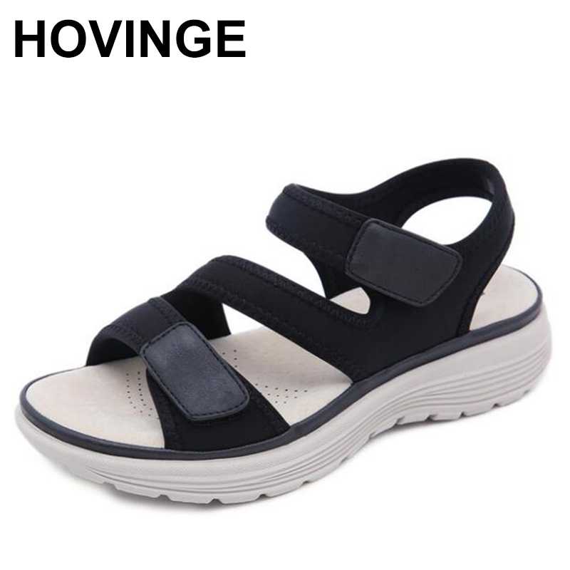 

HOVINGEWomen Sandals MD Leather Soles Sport Leisure Comfortable Soles ms Big Yards of Shoes, Beige