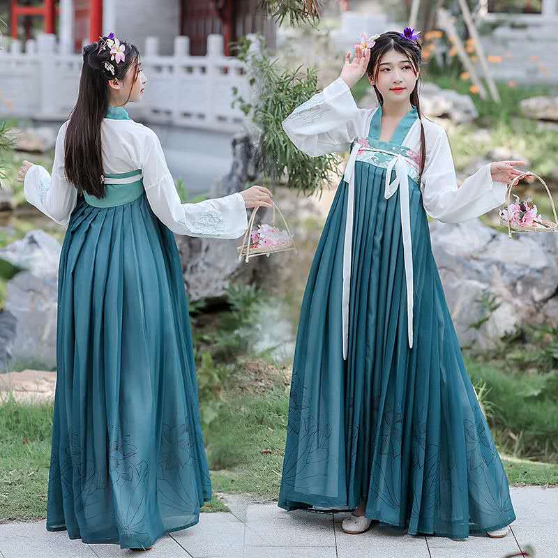 

Korean Hanfu Women Green Costume Chinese Traditional Fairy Classical Dance Outfit Han/Tang/Song Dynasty Ancient Lady Long Dress, As pic