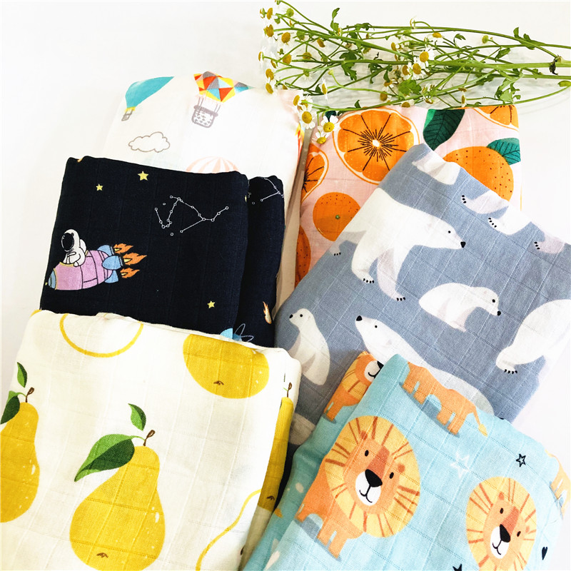 

sea flower 70% bamboo+ 30% cotton baby Swaddle Wraps Cotton Baby muslin swaddle blankets Newborn big diaper bamboo muslin quilt, Zm lion