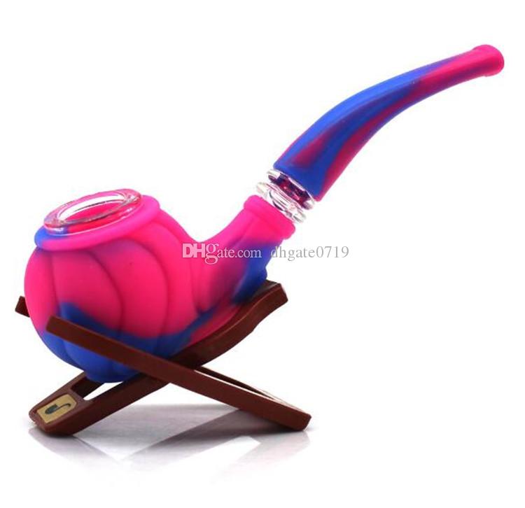 

3 parts Silicone tobacco pipe Travel Mini Bongs Joint Smoking Bubbler Small Pipes tobacco Pipe Travel Glass Bong free shipping