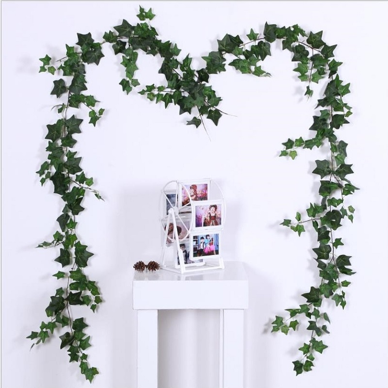 

2M Artificial Ivy Leaves Garland Vines Silk Sweet Potato Vine Fake Plants Willow Begonia Evergreen Rattan Wedding Decor Hanging, Green