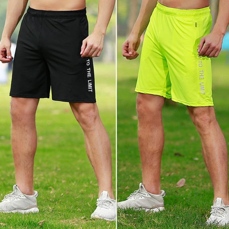 

Men Summer Quick Dry Breathable Elastic Waist Fitness Sports Workout Shorts, Black