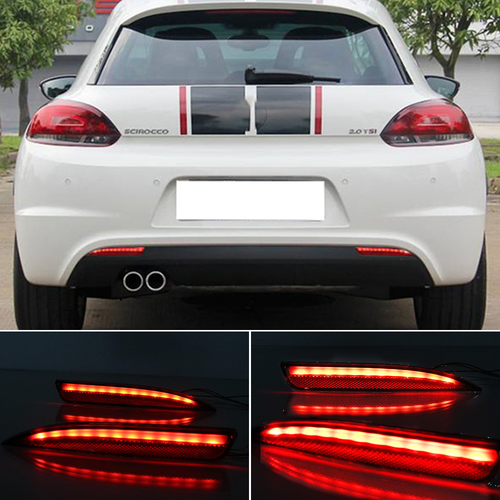 

2PCS LED Reflector For Volkswagen VW Scirocco R GTS Rline 2011 2012 2013 2014 2015 rear bumper lights Braking turn lamp