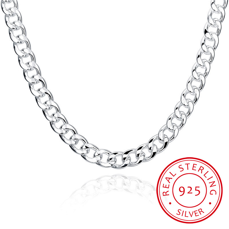 

Chains Men's Fine Jewelry 925 Sterling Silver 10mm Necklace High Quality Male Sterling-Silver-Jewelry 20 Inch 24
